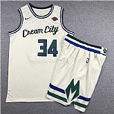 Bucks 34 Giannis Antetokounmpo Cream 2019-20 City Edition Nike Swingman Jersey(With Shorts),baseball caps,new era cap wholesale,wholesale hats